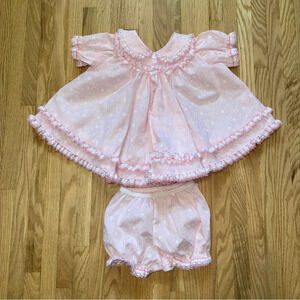 Vintage Cindy  Sue Dress & Bottoms with Ribbon and Flowers Frills Size 24M